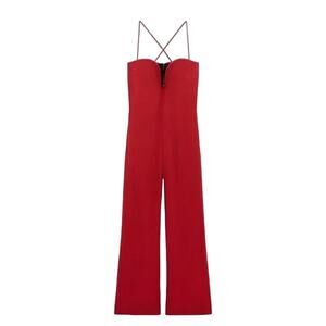 Zara Studio Collection SweetHeart Neckline Red Jumpsuit Cocktail 90s Size Small
